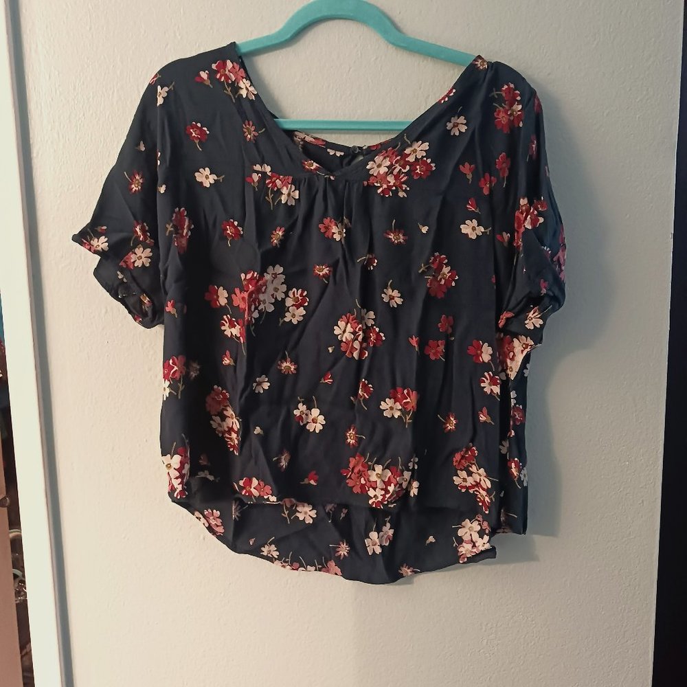 Green Floral Blouse Viscose Madewell (S)